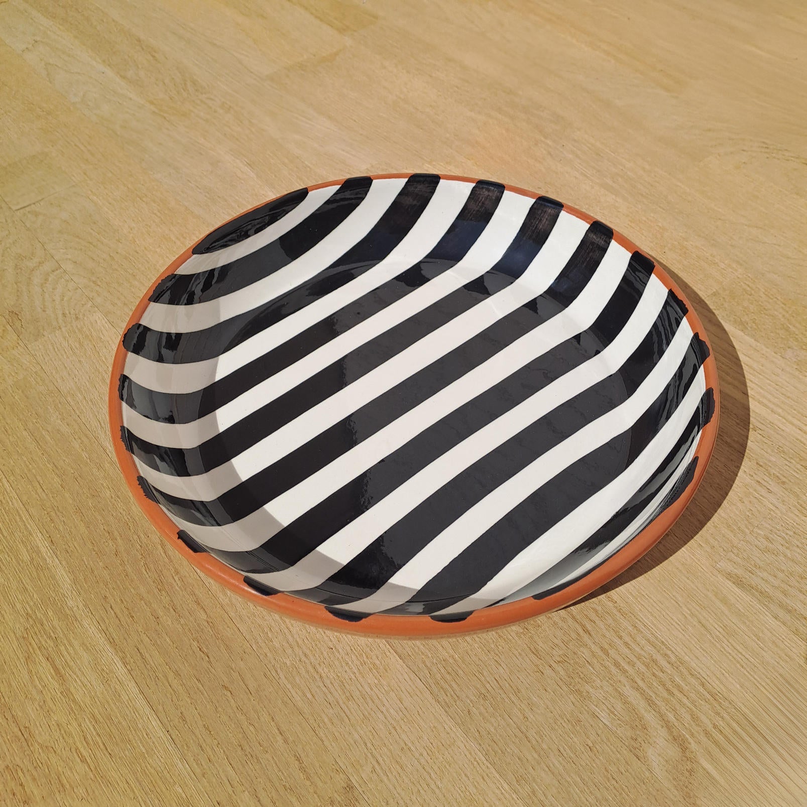 Terracotta Bold Stripes Large Bowl | Black - Image 2