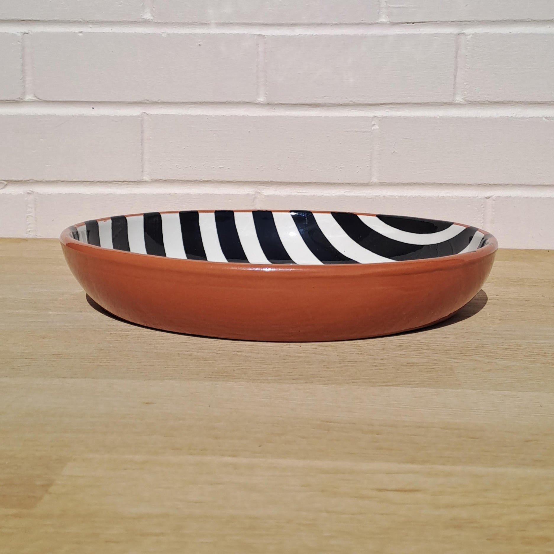 Terracotta Bold Stripes Large Bowl | Black - Image 3