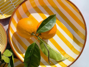 Terracotta Bold Stripes Large Bowl | Yellow