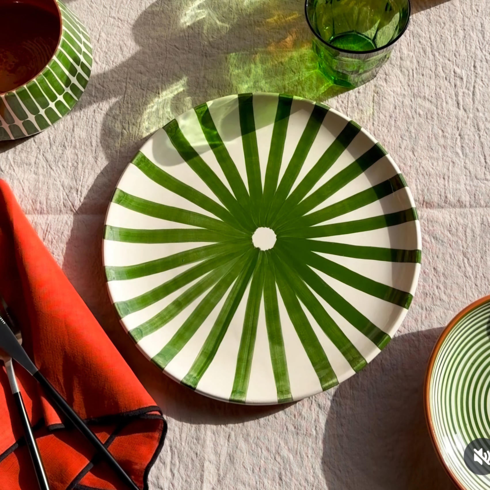Terracotta Ray Dinner Plate | Green