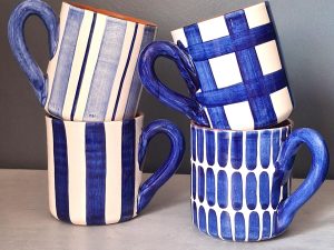 Set of 4 Terracotta Mugs | Blue