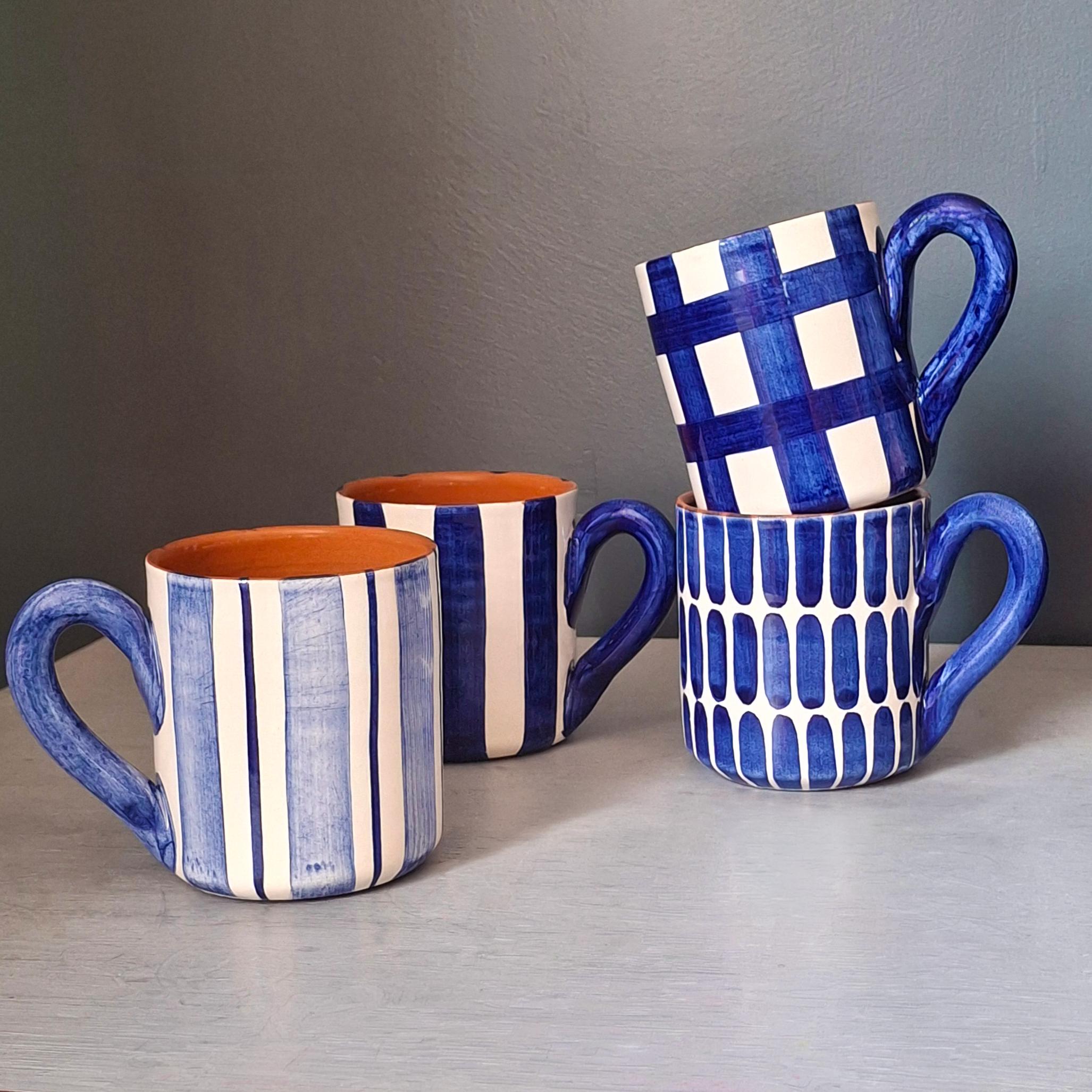 Set of 4 Terracotta Mugs | Blue - Image 2