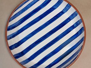 Terracotta Bold Stripes Large Bowl | Blue