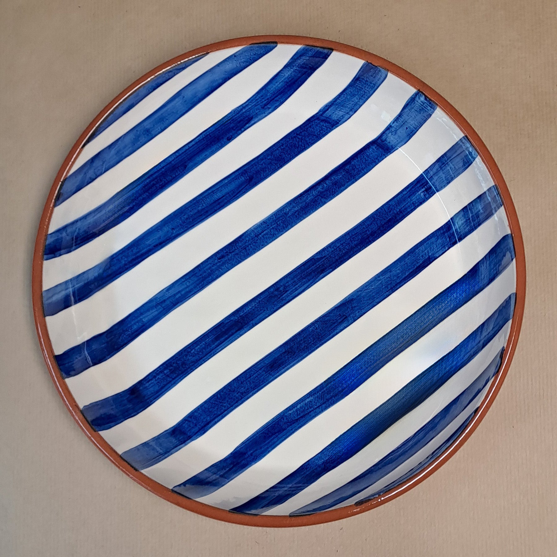 Terracotta Bold Stripes Large Bowl | Blue