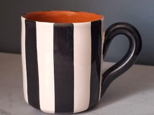 Terracotta Bold Stripes Mug | Black