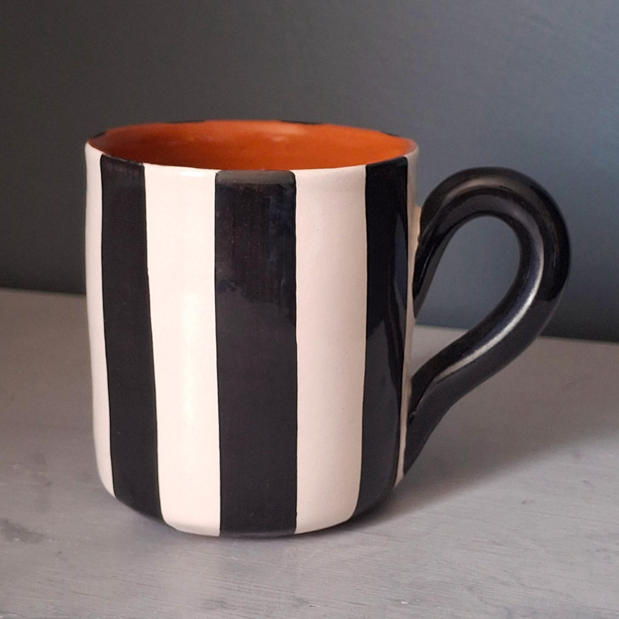 Terracotta Bold Stripes Mug | Black