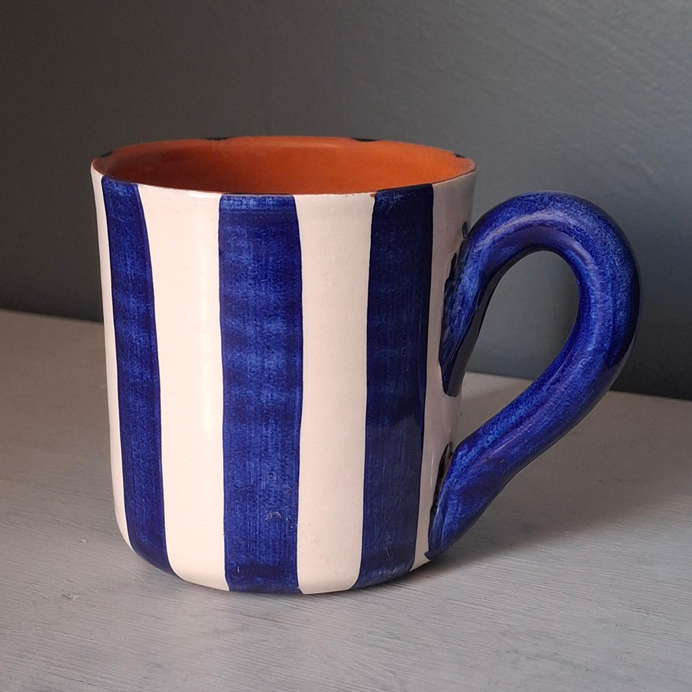 Terracotta Bold Stripes Mug | Blue