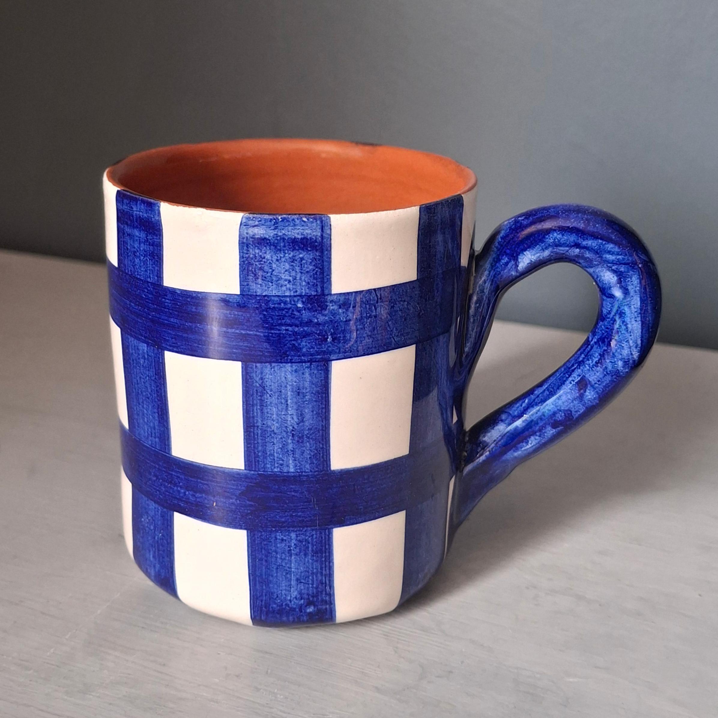 Terracotta Grid Mug | Blue