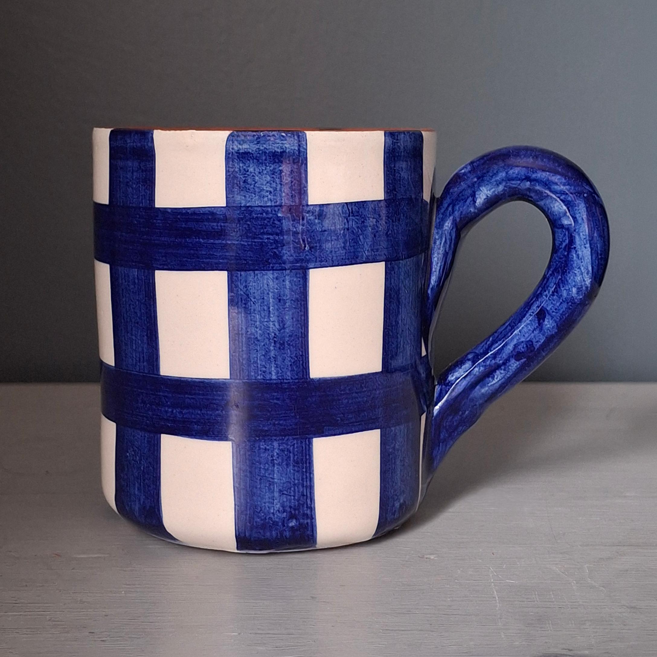 Terracotta Grid Mug | Blue - Image 2