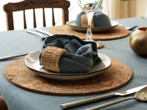 Cork Placemats | Twist Black | Round